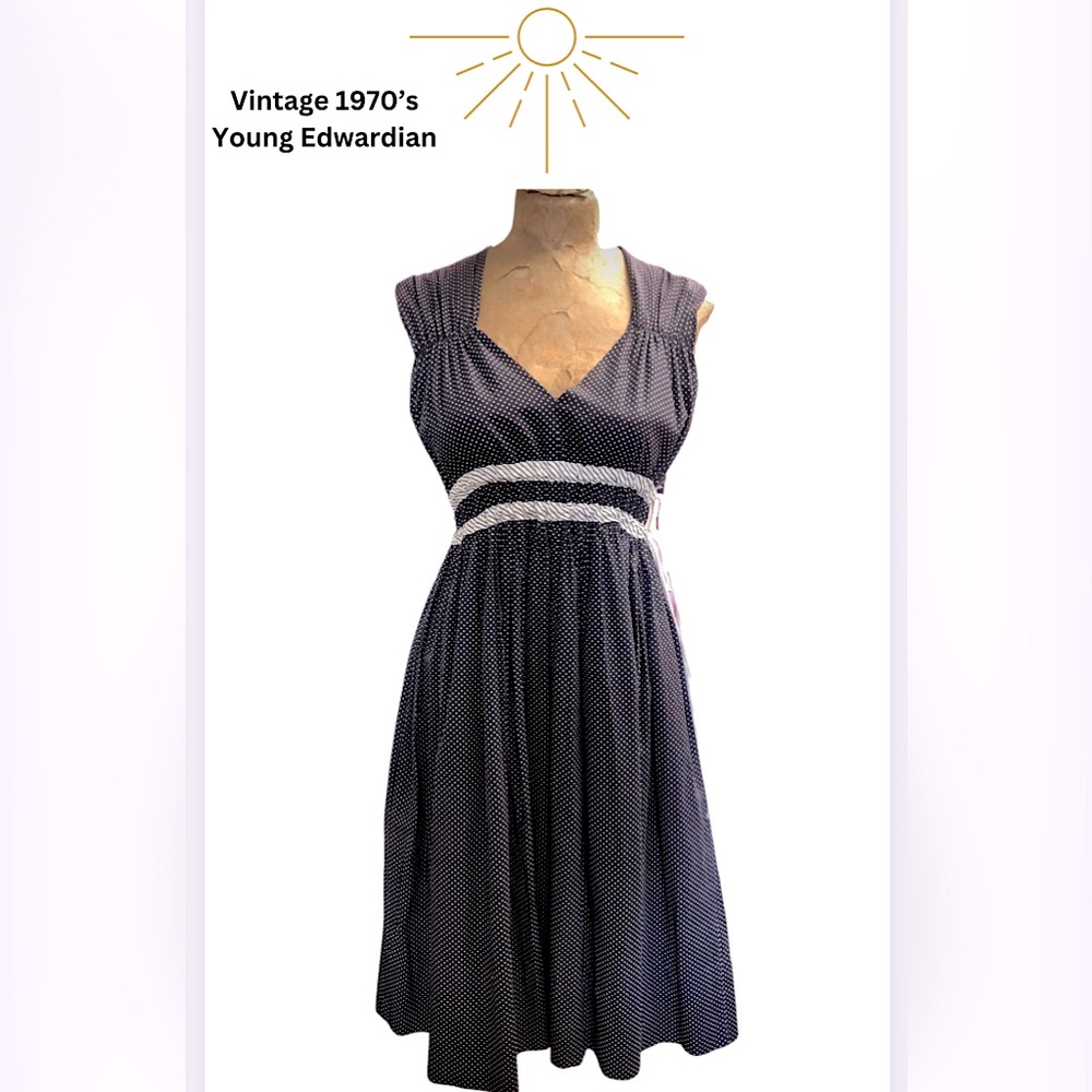 *Vintage 70’’s - Arpeja / Young Edwardian sleeveless, nautical cotton sundress